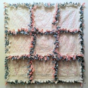 Heart Quilt Blocks 9 Patterns Primitive Hand Stitchery Embroidery Doodle Embroidery Design