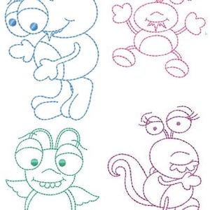 Alien Invasion Redwork - 8 Designs - 5x7 Hoop - Machine Embroidery Designs