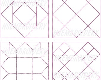 Quilt Blocks #6 Hand Stitchery Patterns Embroidery Pattern 12 Designs Quilting Redwork Doodle