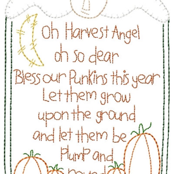 Oh Garden Angel Primitive Sampler Machine Embroidery Design 5x7