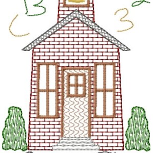 Skoldagar ABC 123 Primitiv Sampler Skolhuslärare Maskinbroderidesign 5x7