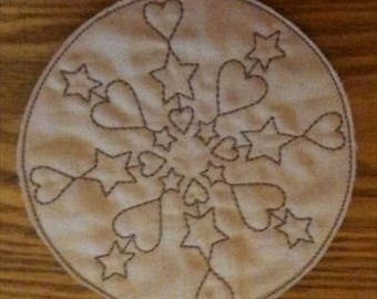 Hearts & Stars Prim Candle Mat Patterns Hand Stitchery Embroidery Doodle E-Pattern Designs Needlepoint Primitive Quilting