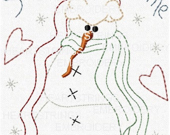 S'no Place Like Home Prim Snowman Hand Stitchery Embroidery Pattern Doodle Embroidery Design