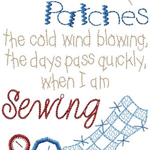Sewing Poem Buttons & Patches Sampler Machine Embroidery Design 5x7