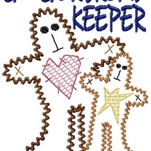 Gingerbread Keeper Primitive Redwork Sampler Machine Embroidery Design 5x7
