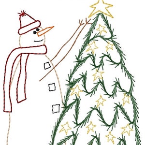 The Finishing Touch Christmas Tree Snowman Redwork Sampler 5x7 Machine Embroidery Design, Patterns, Embroidery Files, Instant Download