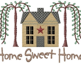 Échantillonneur de saule primitif Home Sweet Home Saltbox motif de broderie machine 5 x 7