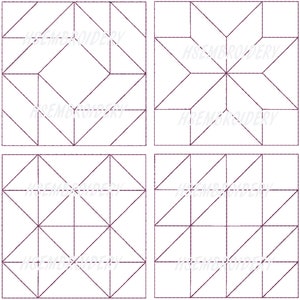 Quilt Blocks #7 Hand Stitchery Patterns Embroidery Pattern 12 Designs Quilting Redwork Doodle