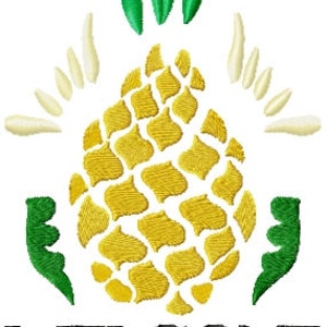 Puede incluir: Una piña amarilla con hojas verdes y detalles blancos, con la palabra "WELCOME" escrita debajo.