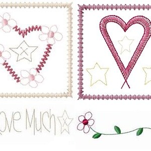 Heart Blocks & Borders 5x7 Hand Towel Primitive Machine Embroidery Designs