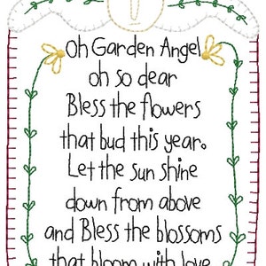 Oh Garden Angel Bless The Blooms Flowers Sampler Primitive Machine Embroidery Design 5x7 Prayer Blessing