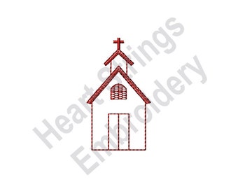 Redwork Church - Machine Embroidery Design, Embroidery Designs, Machine Embroidery, Embroidery Patterns, Embroidery Files, Instant Download