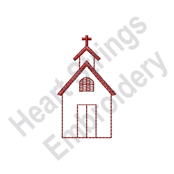 Redwork Church - Machine Embroidery Design, Embroidery Designs, Machine Embroidery, Embroidery Patterns, Embroidery Files, Instant Download