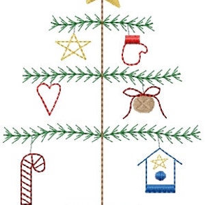 Feather Primitive Christmas Tree 5x7 Machine Embroidery Design, Embroidery Designs, Embroidery Patterns, Embroidery Files, Instant Download