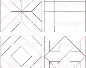 Quilt Blocks #9 Hand Stitchery Patterns Embroidery Pattern 12 Designs Quilting Redwork Doodle