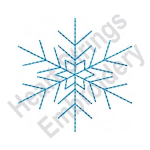 May include: A blue snowflake design with six points and a star in the center.