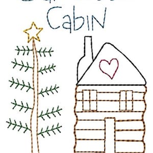 Our Little Cabin Log Home Sampler Redwork Machine Embroidery Design 5x7