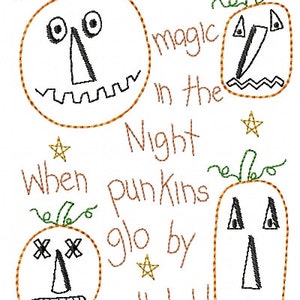 Punkins InThe Candlelight Primitive Sampler Machine Embroidery Design 5x7