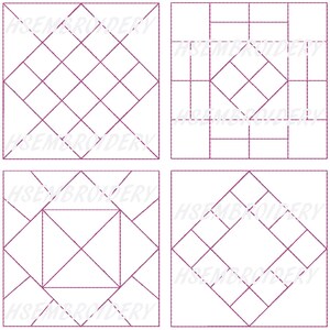 Quilt Blocks #5 Hand Stitchery Patterns Embroidery Pattern 12 Designs Quilting Redwork Doodle