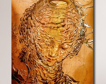 Salvador Dali Exhibition Poster,Salvador Dali Canvas Print Salvador Dali Wall Pop Art Salvador Dali Art Raphaelesque Head Exploding Canvas