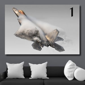 F-22 Raptor Wall Art, Fighter Jets Canvas Or Poster, Aircraft Wall Print, F22 Figther Printing, Ready to Hang, F22 Canvas, Vintage Wall Art
