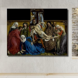 Rogier van der Weyden Descent from the Cross Canvas Wall Art Painting Reproduction, Jesus Christ Wall Art Decor, religious home decor print
