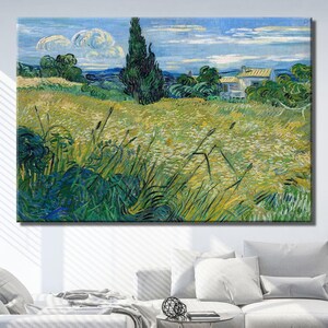 Impressionism Wall Decor • Large Museum Poster • Green Wheat Field with Cypress by Vincent van Gogh Giclée Canvas Print (1889) • Fine Art