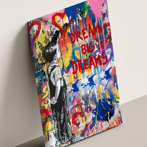 Banksy Child Canvas Wall Art Graffiti Canvas Print - Dream Big Dreams Minimalist Art, Ready to Hang Wall Decor for Modern Home Print