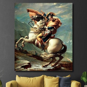 Jacques Louis David: Napoleon Crossing the Alps (1801) Canvas Wall Art/ Napoleon Painting/ Napoleon Poster/ Artwork Gift/ High Quality Print