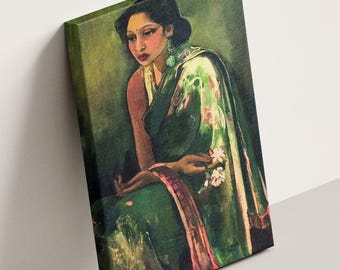 Impresión artística en lienzo enmarcado "Sumair" de Amrita Sher-Gil: pintura de danza india