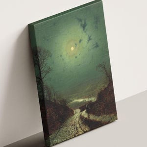John Atkinson Grimshaw Moonlight Wharfedale 1871 canvas waall art,John Atkinson Grimshaw poster,Moonlight print,John Atkinson Grimshaw print