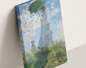 Impresión en lienzo de Monet: Mujer con sombrilla, arte impresionista