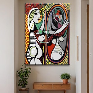 Pablo Picasso, Girl Before the Mirror, Canvas Wall Art, Pablo Picasso Gift, Jeune Fille Devant Miroir, High-Quality print, Wooden Frame
