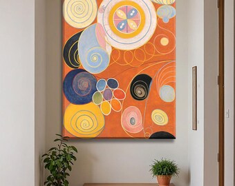 Hilma Af Klint Abstract Canvas Art Print: Geometric Flower, Colorful Spiritual Decor