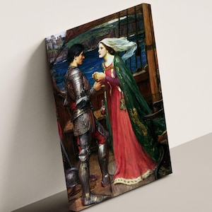 John William Waterhouse Art Print - Tristan and Isolde with the Potion, Framed Famous Painting Reproduction, Pre-Raphaelite Canvas Wall Art