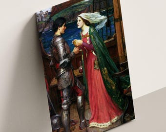 John William Waterhouse Art Print - Tristan and Isolde with the Potion, Framed Famous Painting Reproduction, Pre-Raphaelite Canvas Wall Art