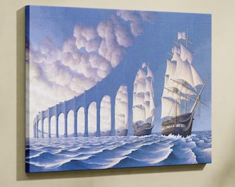 Rob Gonsalves Sun Sets Sail New Print On Canvas Gift Home Decor Wall Painting Ready to Hang Canvas Print Wall Art Poster, sonnensegel Print
