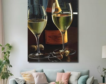 Wine Glass Canvas Art Print: Modern Kitchen & Bar Decor