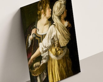 Artemisia gentilschi druck: Judith und Dienerin, Vintage Barock Leinwand