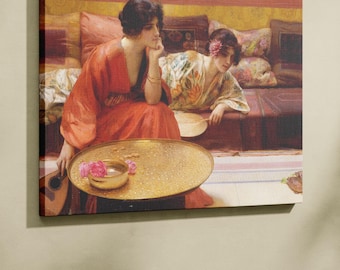 Impresión artística vintage en lienzo "Horas de inactividad" de H. Siddons Mowbray