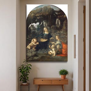 Virgin of the Rocks, Canvas Print, Religious Gift Wall Decor Interior Design, Virgin of the Rocks by Leonardo Da Vinci Poster Print