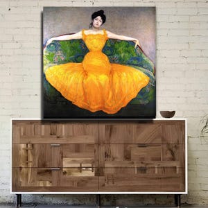 Max Kurzweil Lady In Yellow Art Print,Canvas Poster & Canvas Panel,Home Wall Decor,Max Kurzweil Canvas Wall Art,Woman in a Yellow Dress