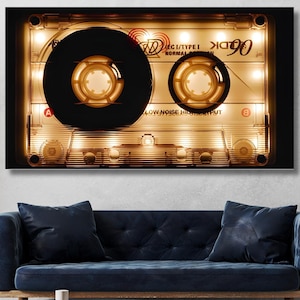 Shining Audio Cassette, Retro Music Wall Art, Canvas Print, Housewarming Gift Poster/Print, Ready to Hang, Audio Cassette Poster, Home Decor
