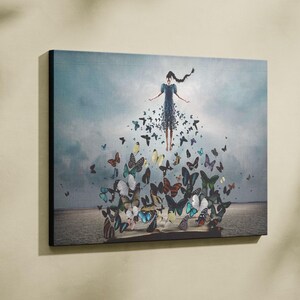 Banksy Butterfly Girl Graffiti Print, Banksy Butterfly Girl Wall Art, Street Graffiti Art Canvas Wall Decor, Banksy Butterfly Girl Print Art