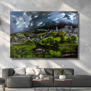 View of Toledo by El Greco,Ready to Hang,El Greco - View Of Toledo,Canvas Print Home Decor Renaissance Spain Canvas Wall Art Print Fine Art
