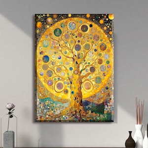 Gustav Klimt Style The Tree of Life Canvas Wall Art,Gustav Klimt Artwork Canvas,Gustav Klimt Canvas Wall Art,Gustav Klimt The Tree of Life