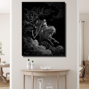 Canvas Wall Art Print of Gustave Dore : Death on a Pale Horse Poster/Print, Home Decor, Housewarming Gift, Christmas Gift Painting