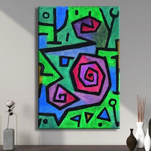 Heroic Roses by Paul Klee Art Print, Abstract Wall Art, Vintage Fine Art, Floral Poster, Home Decor, Gift Idea, Museum Quality Print