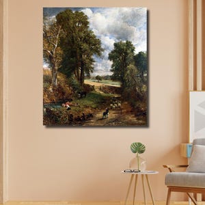 Impresión en lienzo enmarcada de "El maizal" de John Constable: arte mural clásico vintage