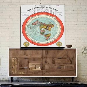 Gleason's 1892 Flat Earth Map: Vintage Canvas Wall Art image 1